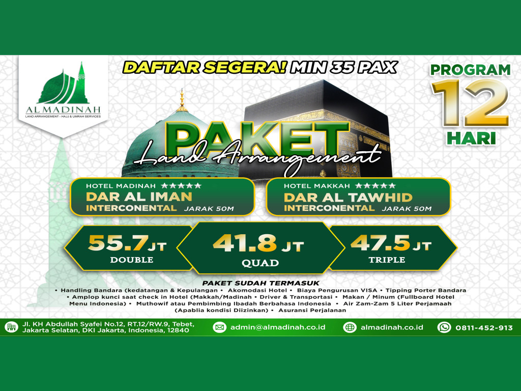 Paket LA Program 12D - DAR AL TAWHID [5N] & DAR AL IMAN [5N]
