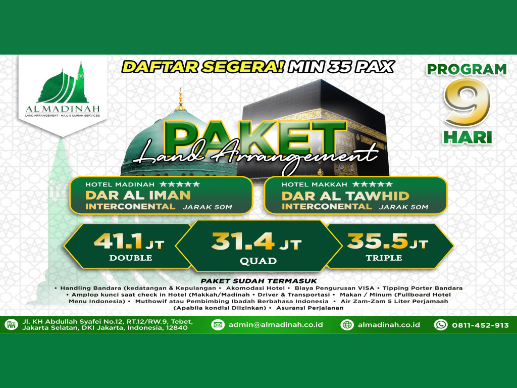 Paket LA Program 9D - DAR AL IMAN [3N] & DAR AL TAWHID [4N]