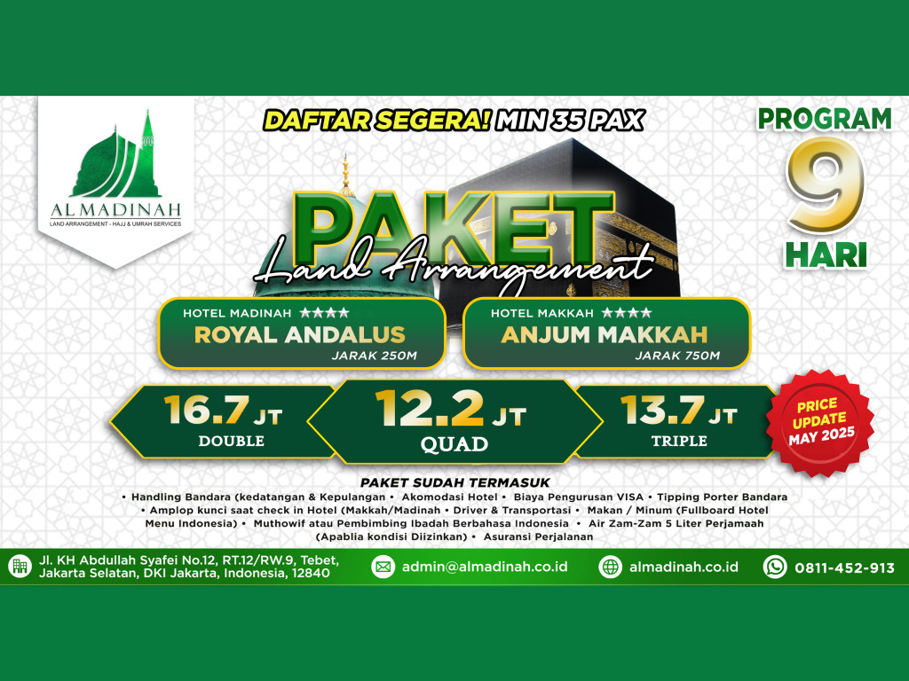 Paket LA Program 9D - ROYAL ANDALUS [3N] & ANJUM MAKKAH [4N]